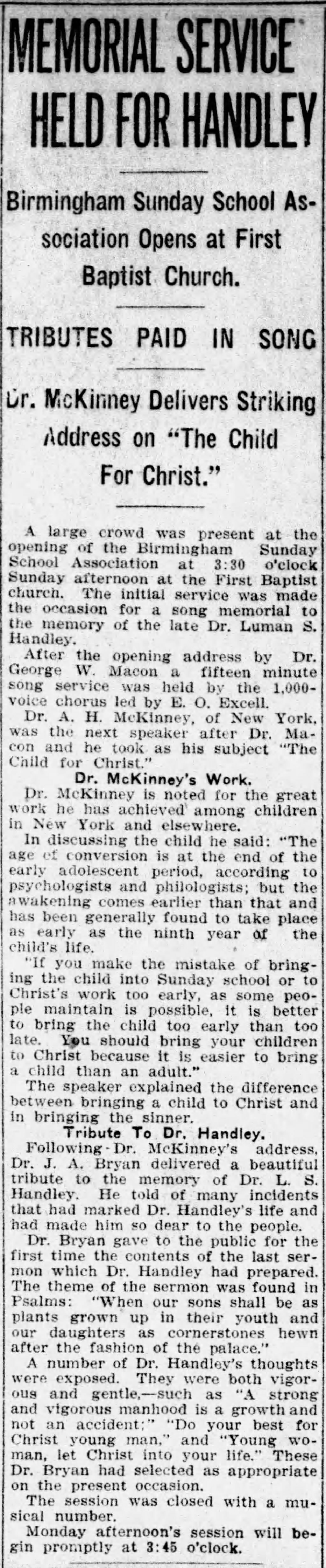 Memorial Service Held for Handley